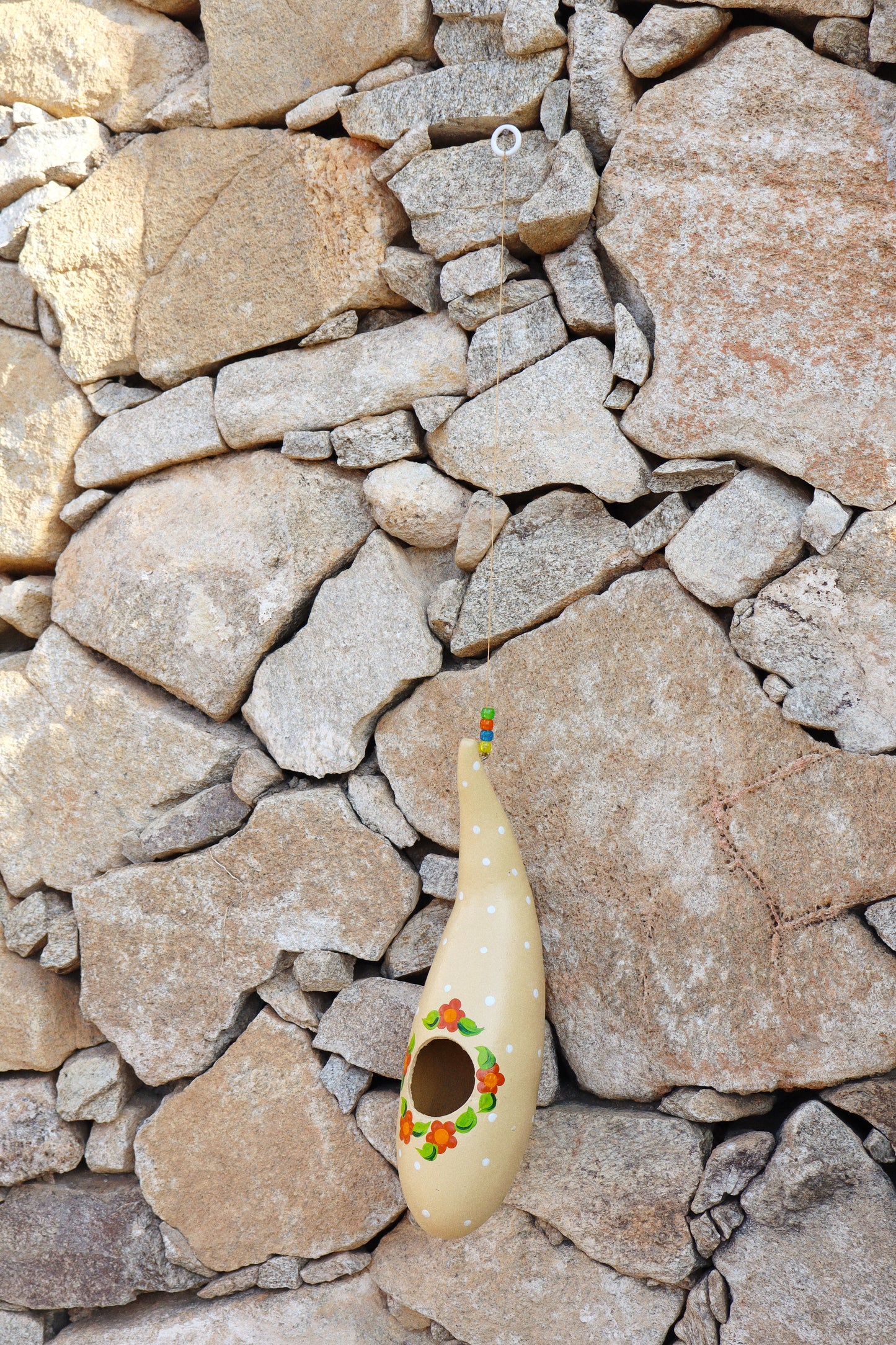 Móbile Casa de Passarinho em Cabaça Bege