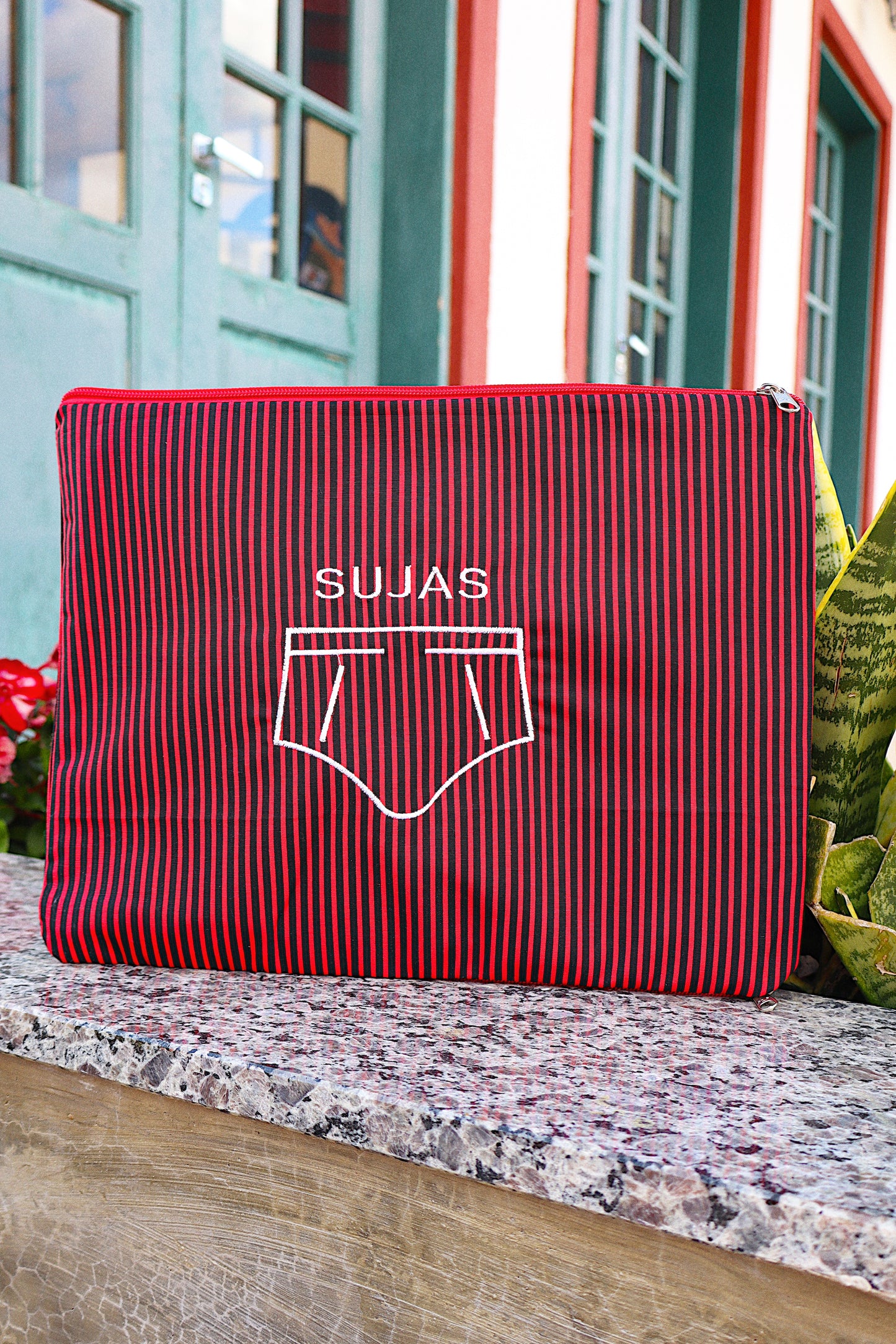 Necessaire Porta Cueca Limpinha Sujinha G Preta e Vermelha