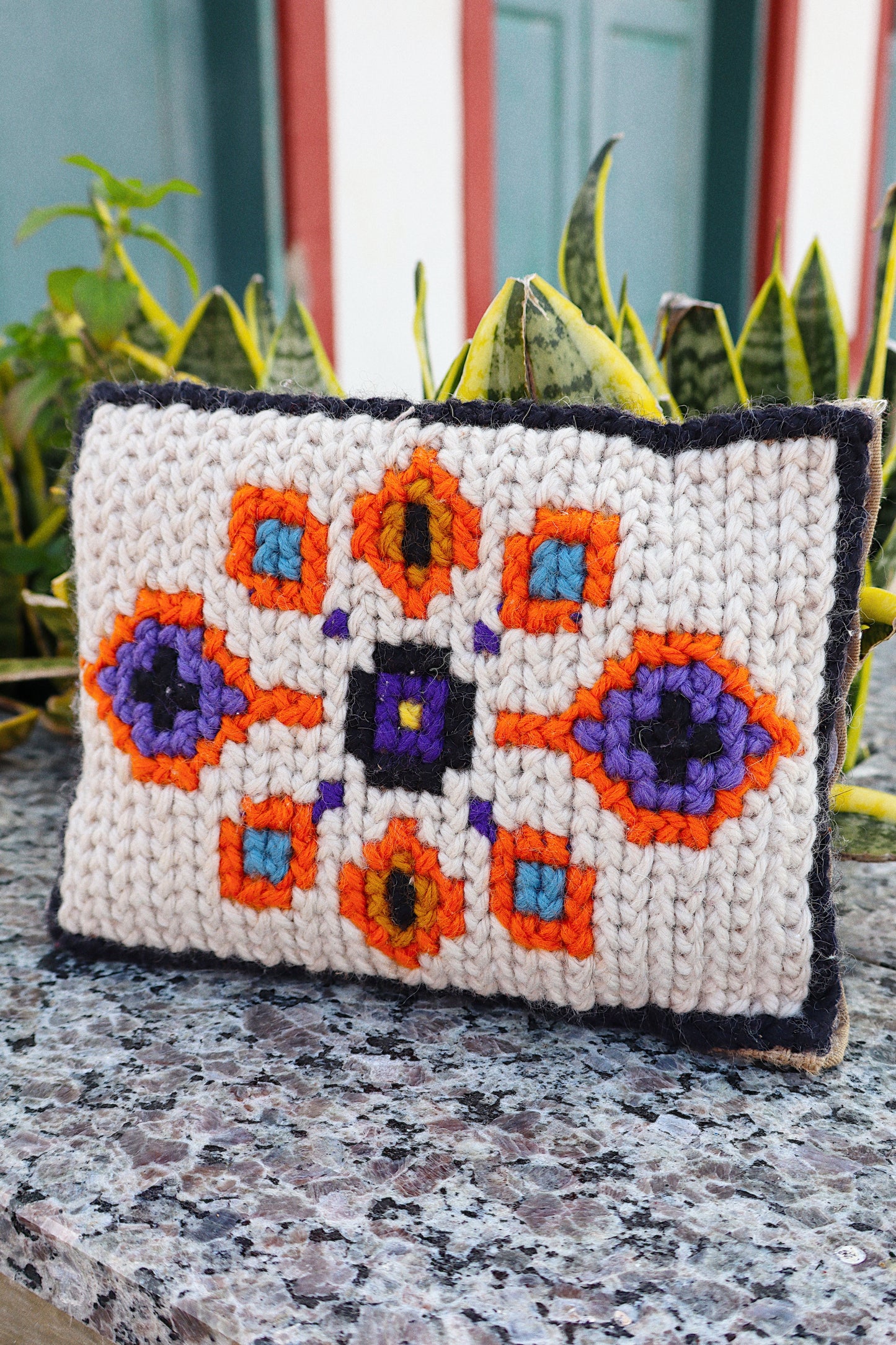 Peso Porta Arraiolo Laranja e Roxo