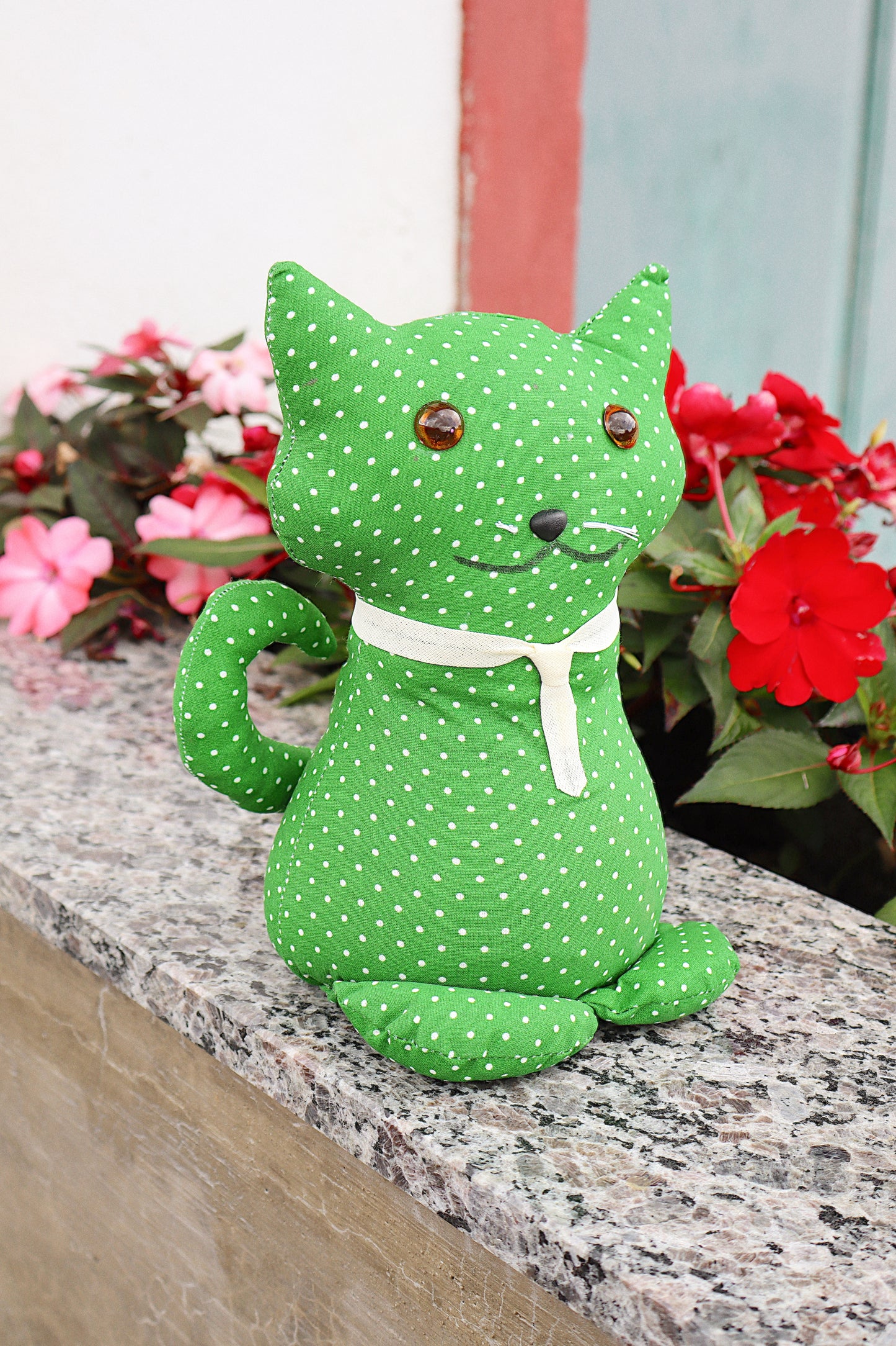 Peso de Porta Gatinho Sentado Poá Verde