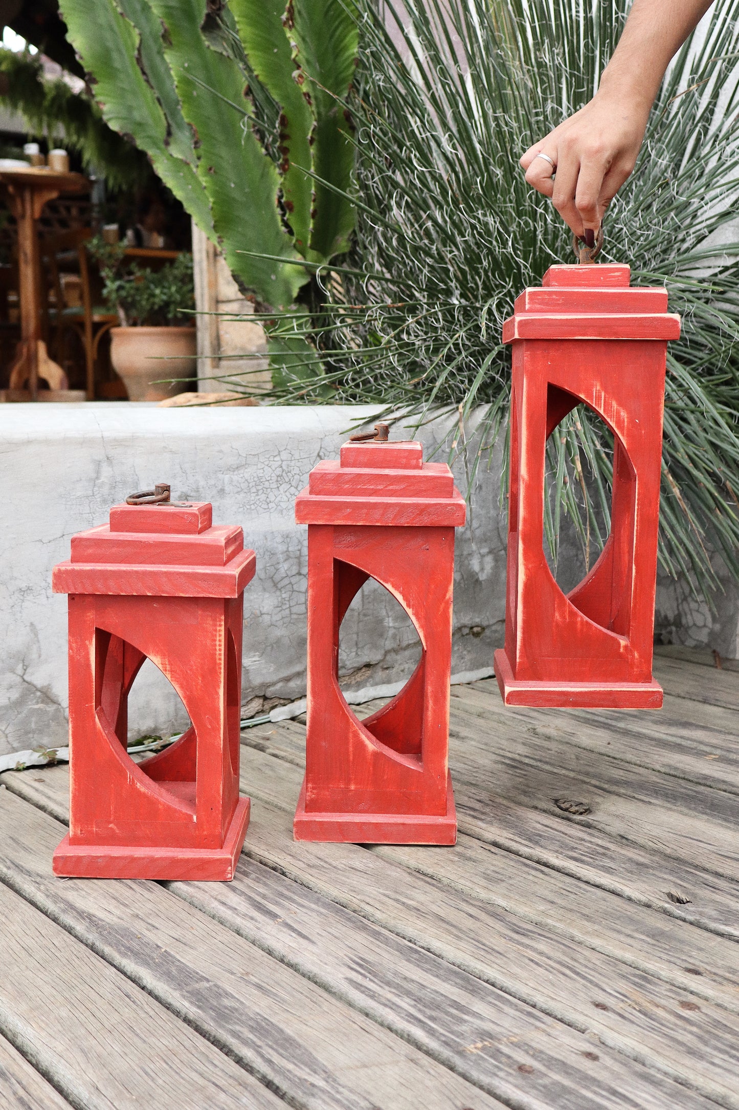 Trio Lanternas Marroquinas Vermelho