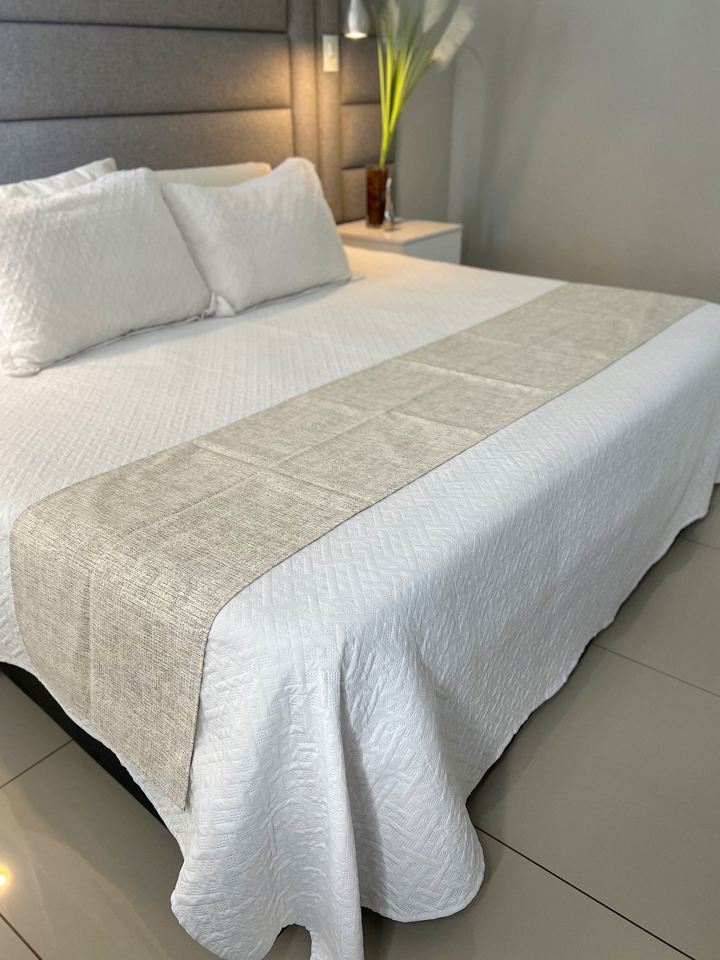 Kit Peseira + 2 Fronhas em Tecido Belize Mesclado Cru