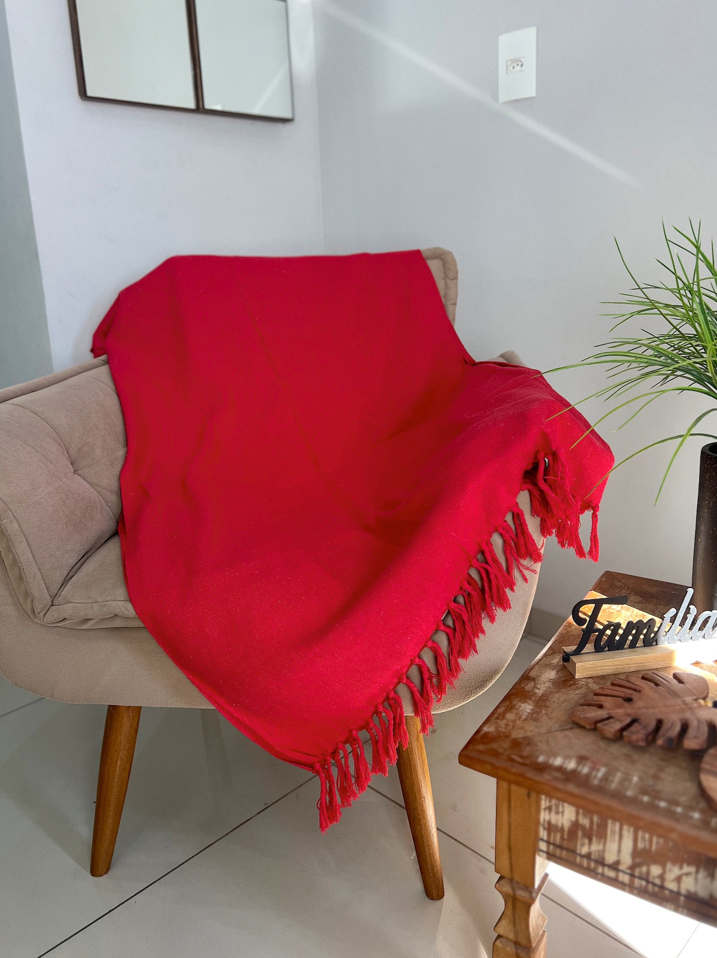 Manta para Sofá Básica Gigante Vermelha 1,40x2,20m