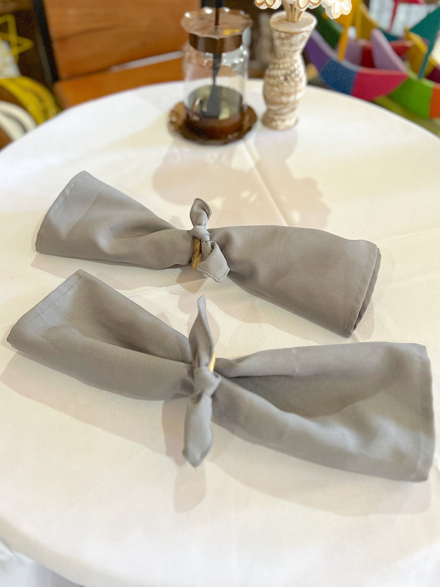 Kit 2 Argola Porta Guardanapo Laço Cinza