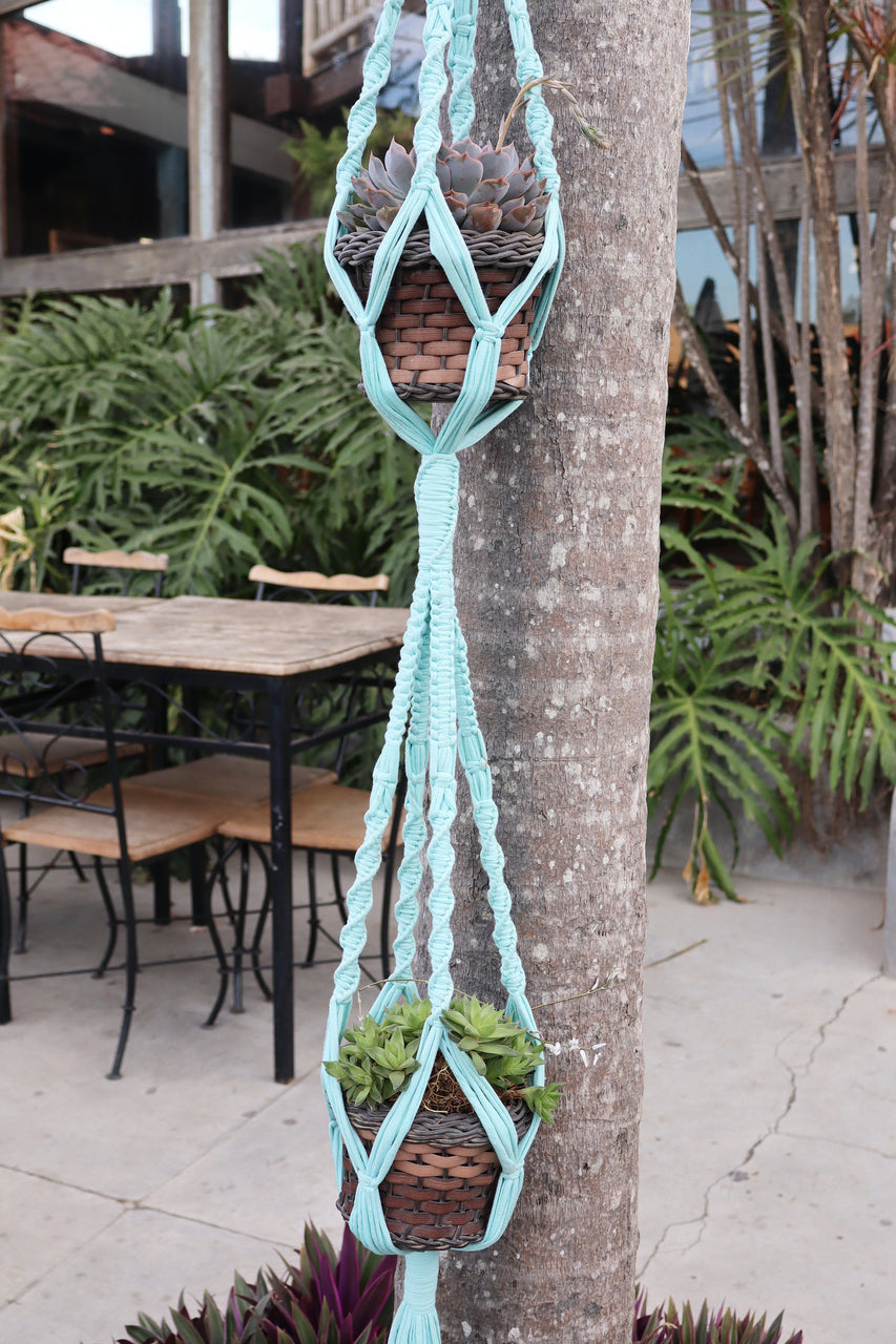 Suporte de Planta em Macramê Malha Duplo Tifanny