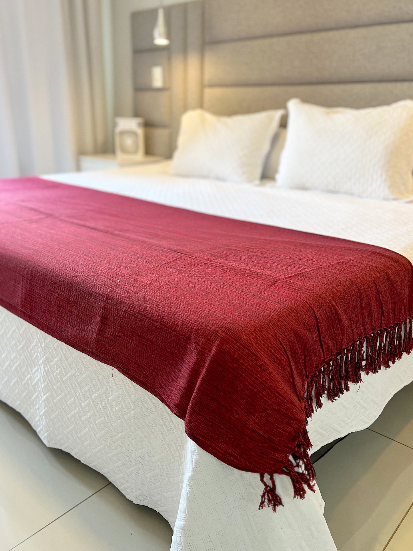 Peseira para Cama Algodão Vinho Mesclada 1,80x2,20m