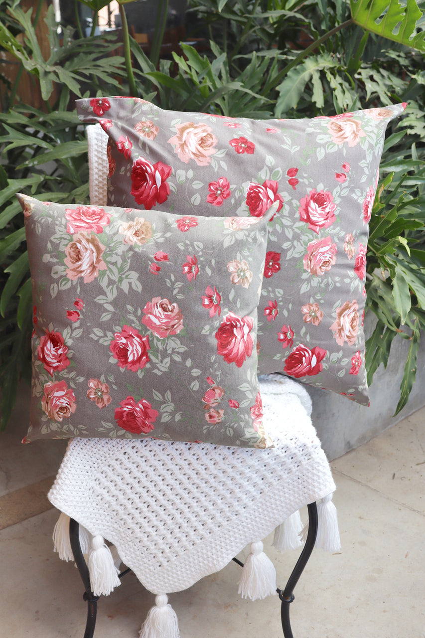 Capa de Almofada Impermeável Belize Floral Cinza 45x45 ou 65x65