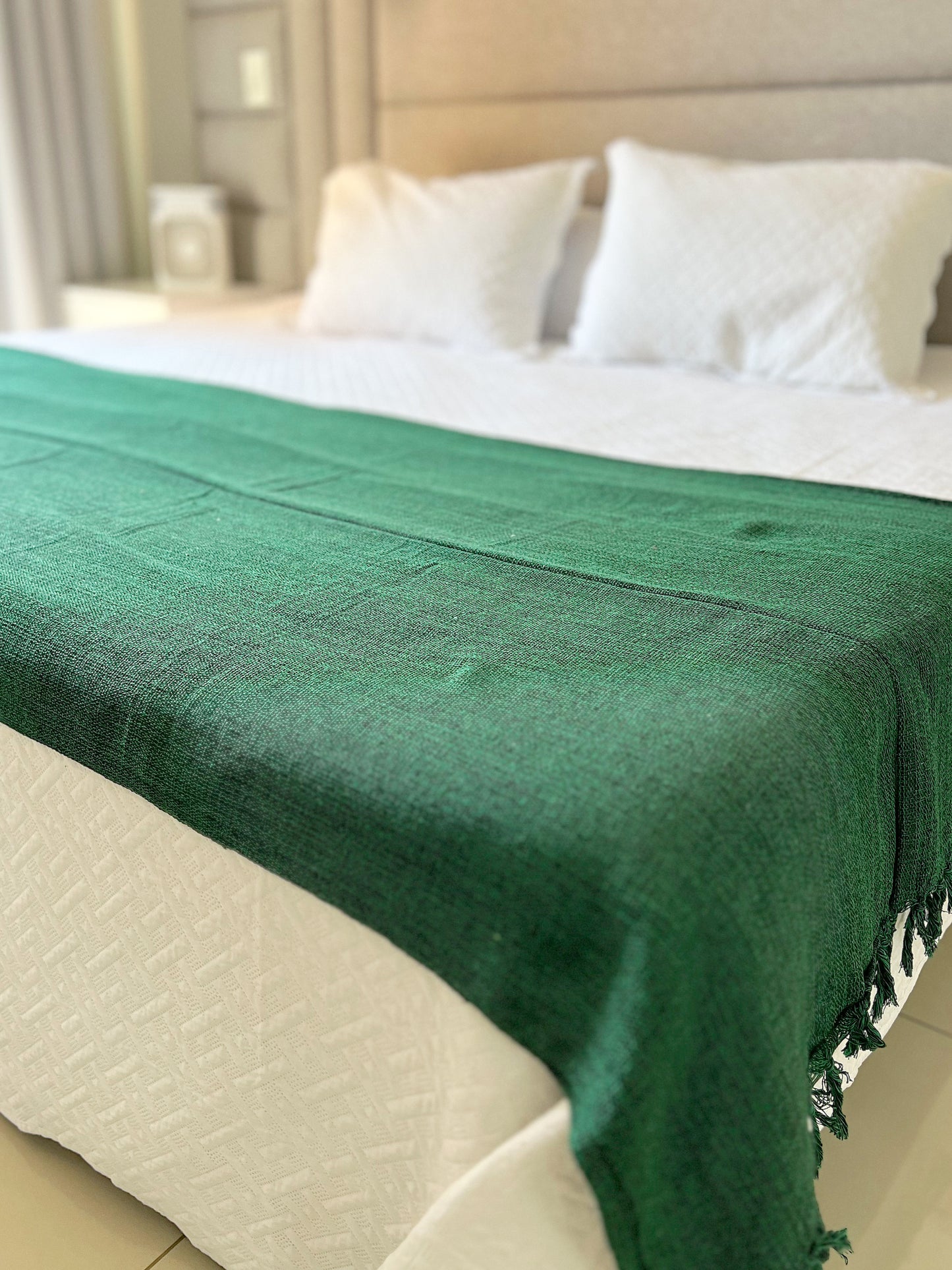 Peseira para Cama Algodão Verde Mesclado 1,80x2,20m