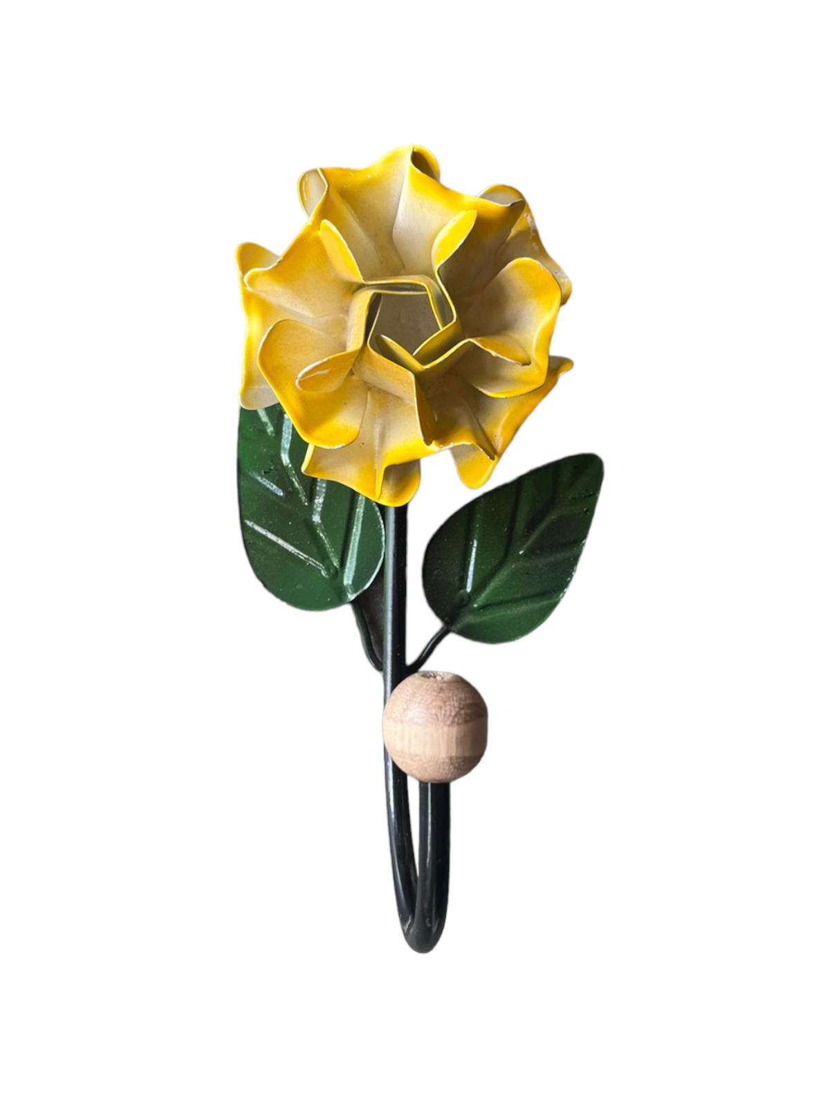 Suporte de Flor em Ferro com Um Gancho Amarela