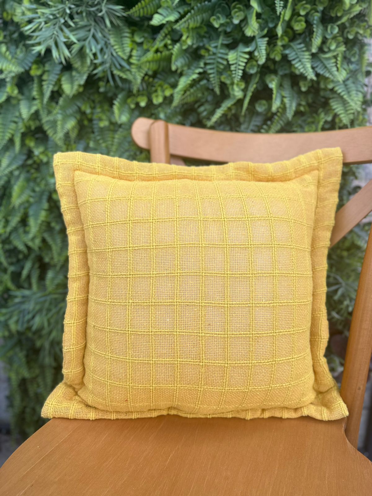 Capa de Almofada Decorativa em Algodão Lisa Amarela 45x45