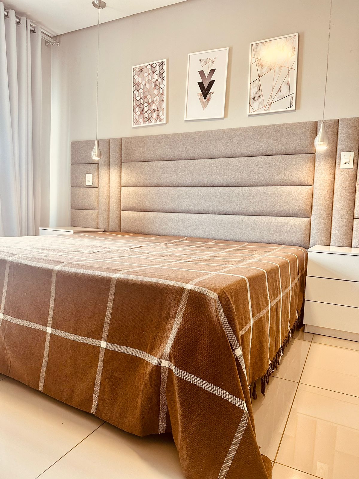 Colcha para Cama Casal 2,20x2,50m Artesanal Grid Caramelo