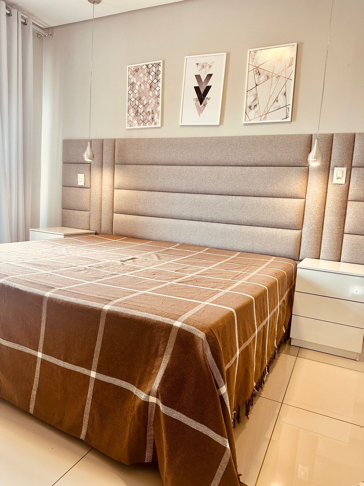 Colcha para Cama Casal 2,20x2,50m Artesanal Grid Caramelo