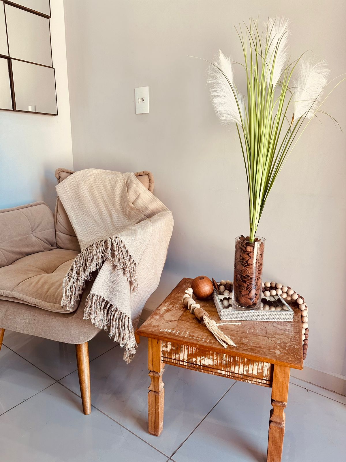 Manta para Sofá Básica Gigante Casal Bege Mesclada 1,80x2,20m