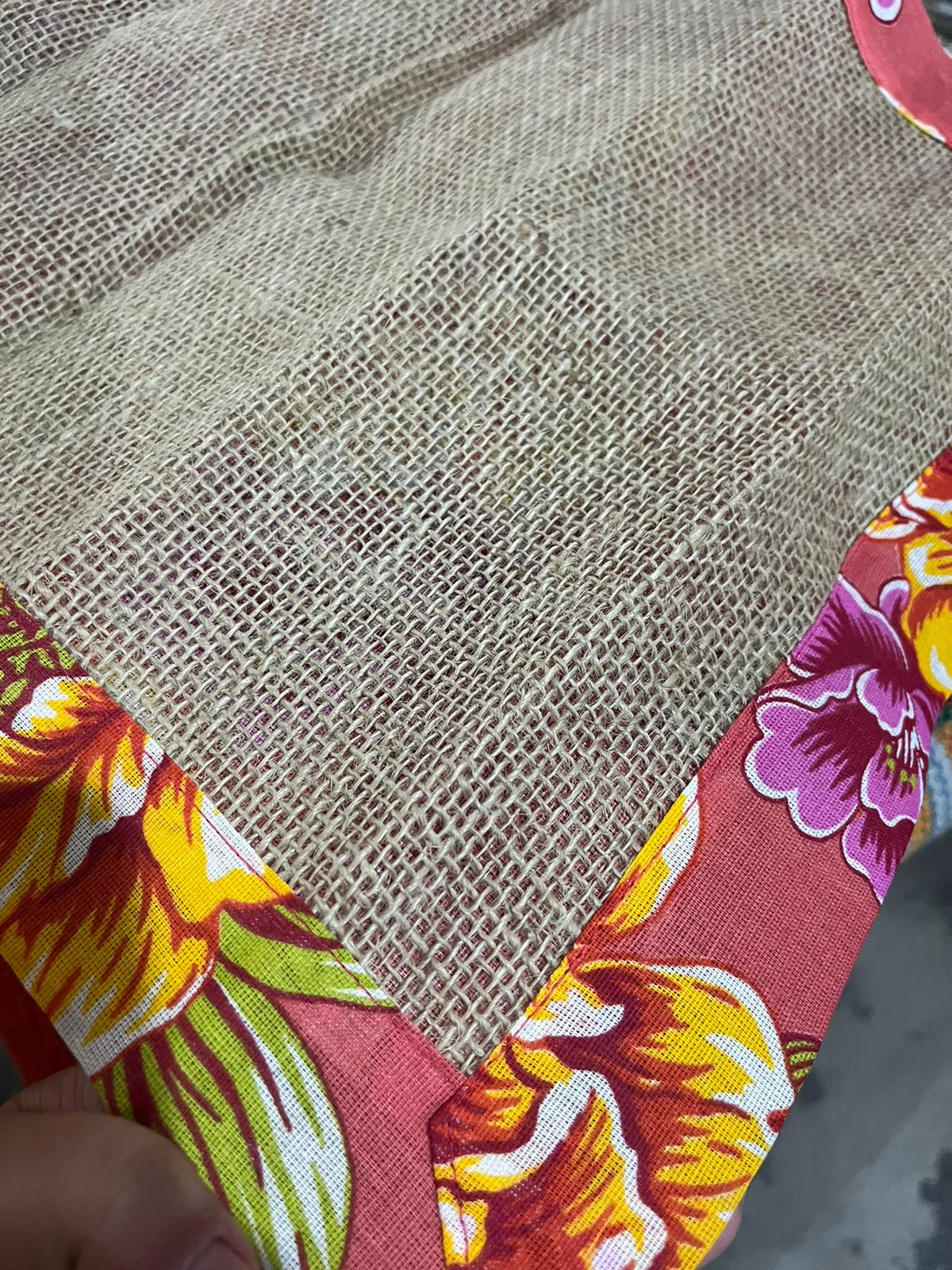 Jogo Americano Dupla Face Chita/Juta Salmão 4 Peças