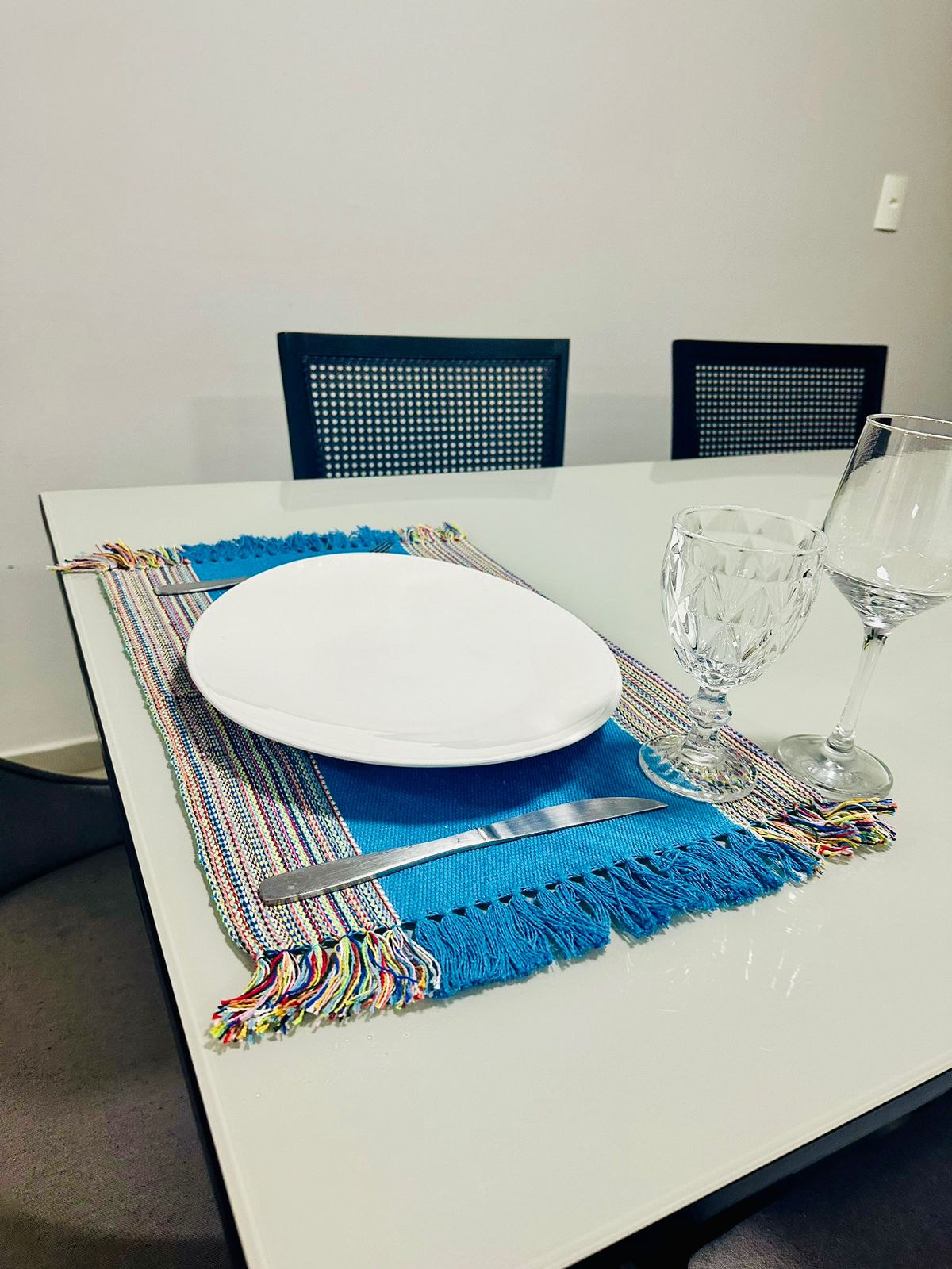 Par Jogo Americano Linha Azul com Listras