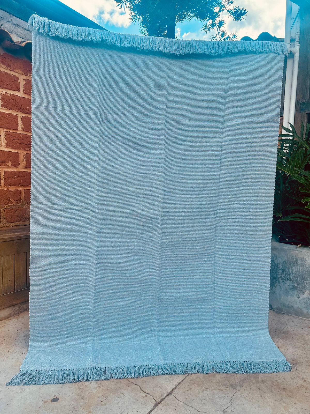 Tapete em Linha Liso Cinza com Franja 1,50x2,00m