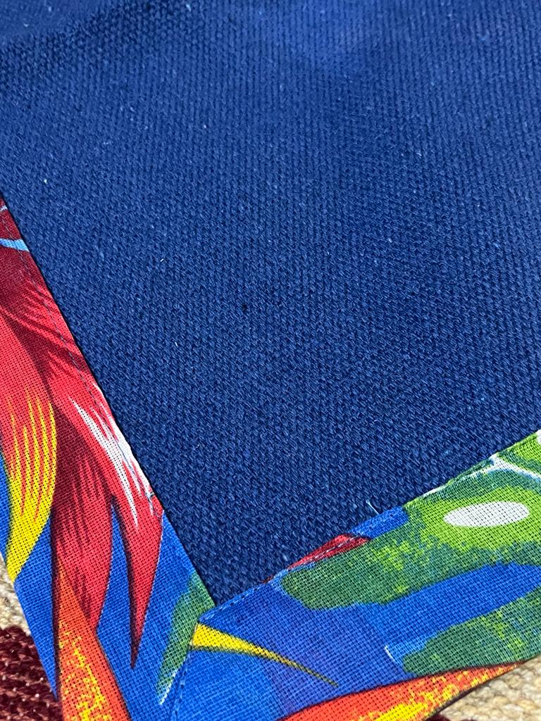 Jogo Americano Dupla Face Chita Azul Escuro 4 Peças