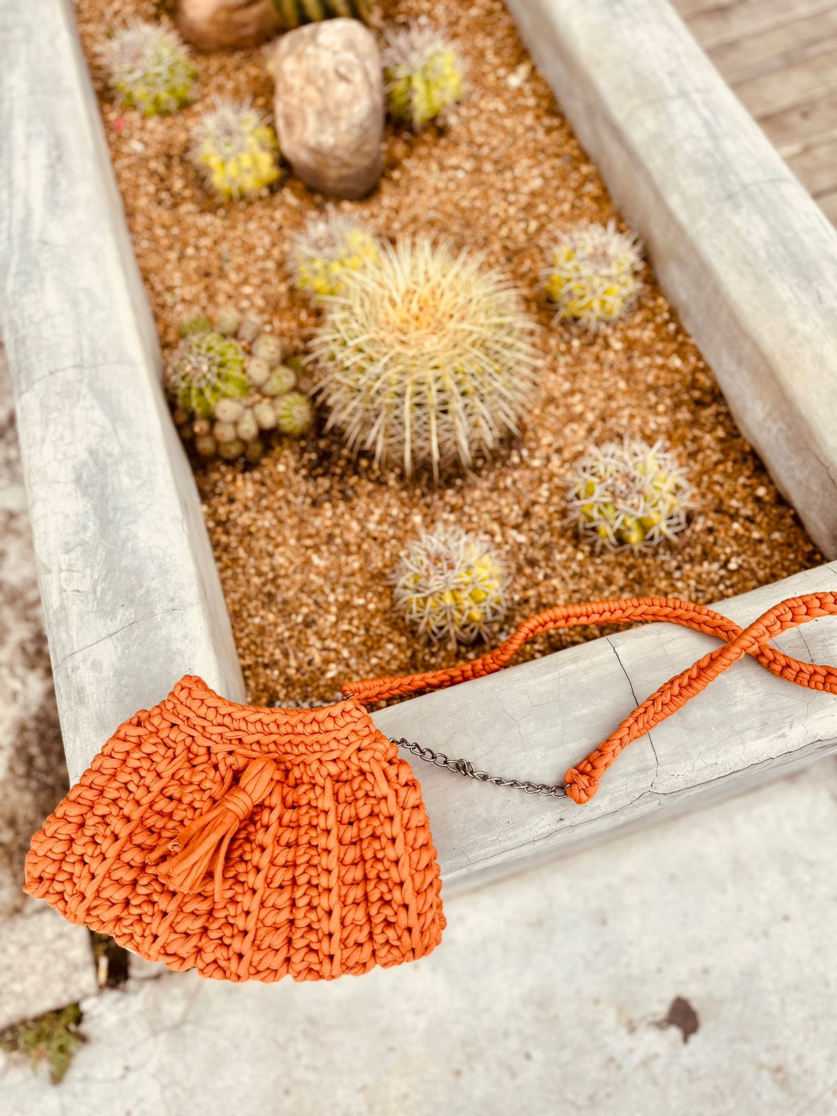 Bolsa Crochê Sanfoninha Laranja