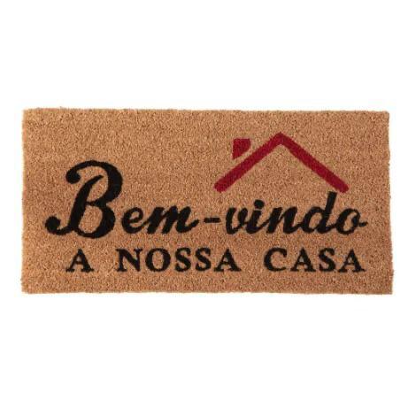 Tapete Bem Vindo Fibra de Coco Antiderrapante Bem Vindo a Nossa Casa