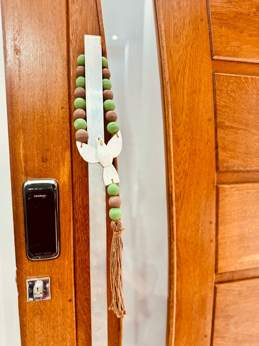 Enfeite de Porta / Mini Colar / Terço de Mesa Decorativo Divino Verde