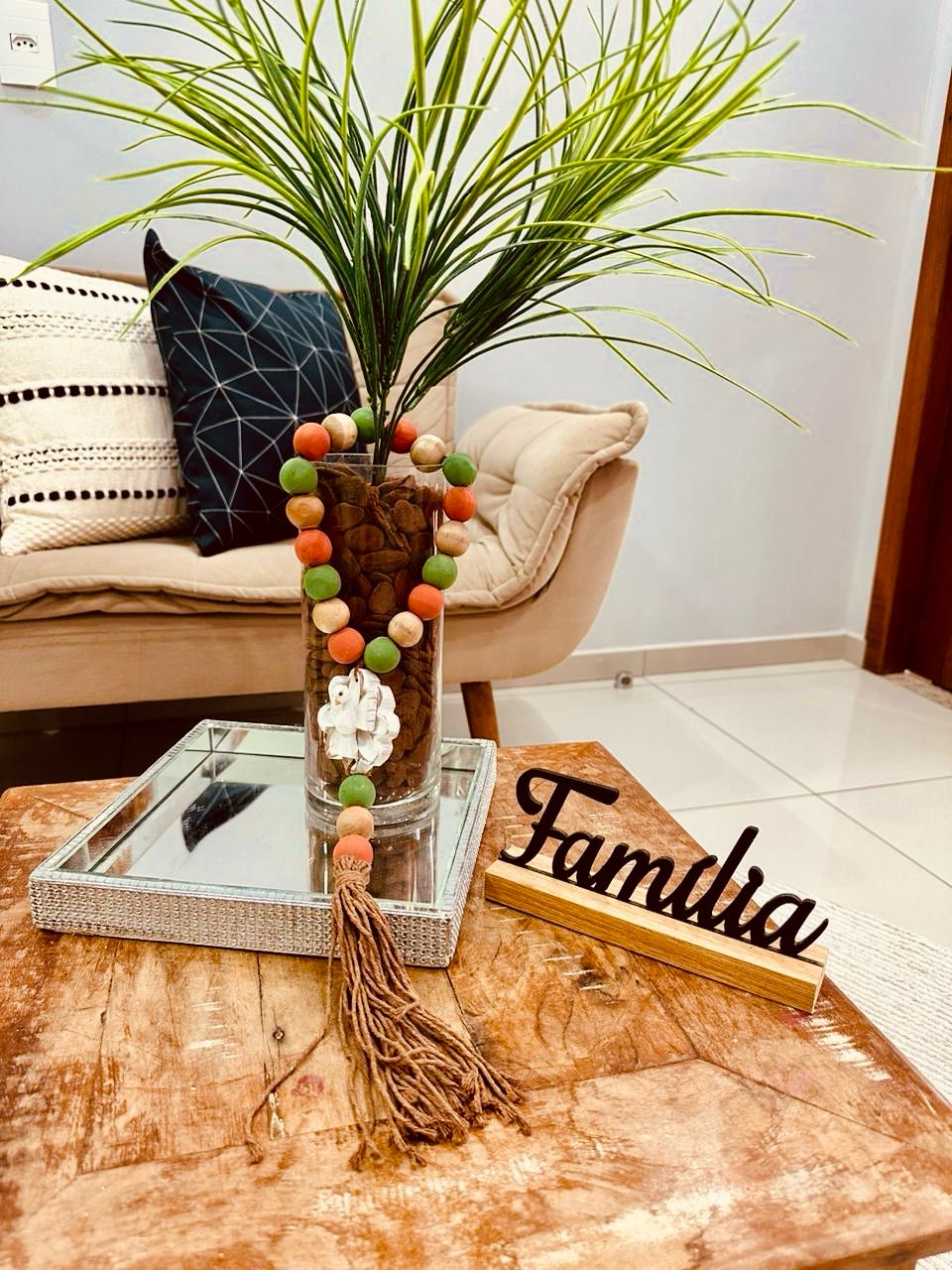 Enfeite de Porta / Mini Colar / Terço de Mesa Decorativo Flor com Divino Colorido