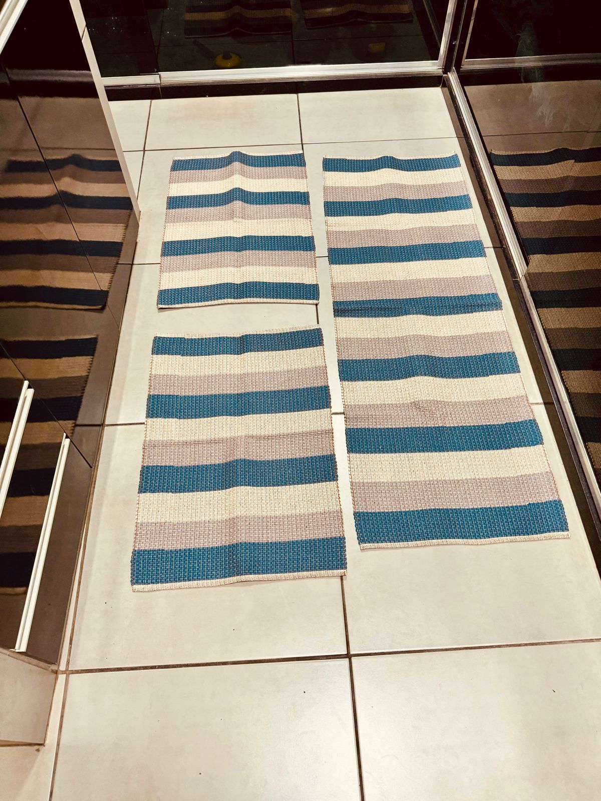 Jogo de Passadeira Linha Listrado Azul