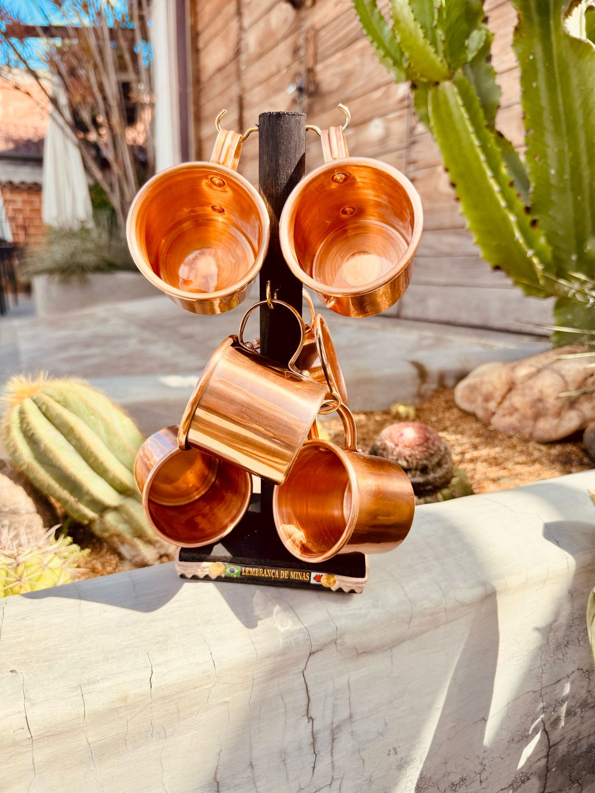 Suporte de Caneca Lembrança de Minas + 6 Canecas Cobre Drink Moscow Mule