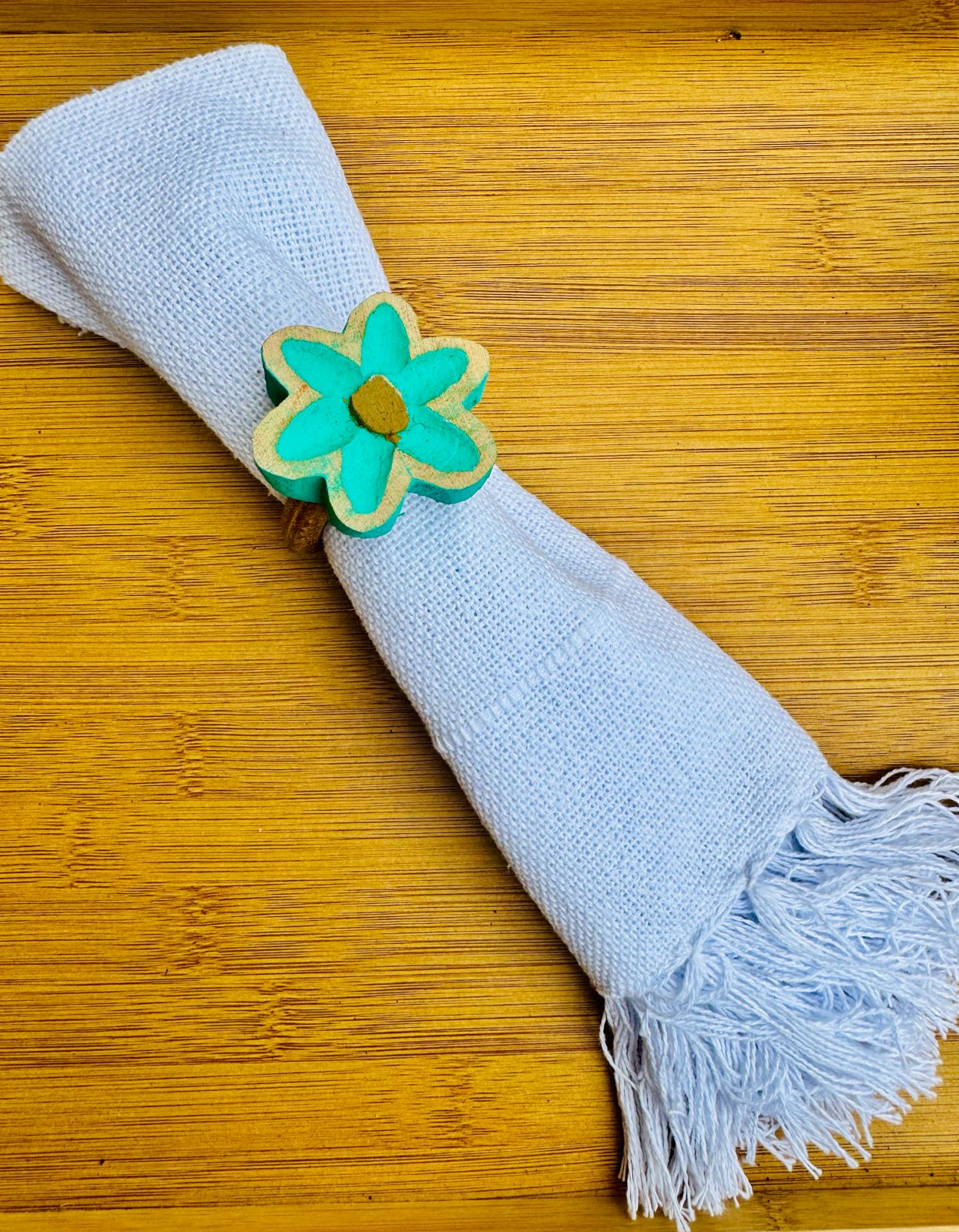 Kit Porta Guardanapo 6 Peças Flor De Madeira Pintada Tifanny