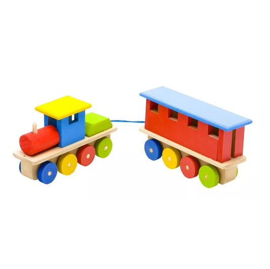 Trem Trenzinho Vagão Brinquedo De Madeira Multicolorido Pedagógico