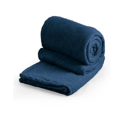 Cobertor Manta Microfibra Aveludada 1,80x2,00m Azul Marinho