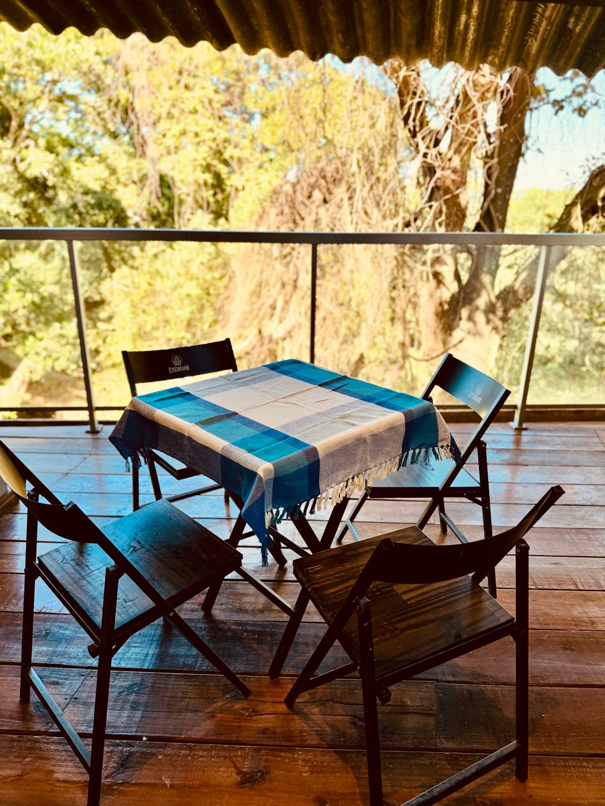 Toalha de Mesa Quadrada Xadrez Azul 0,85x0,85m