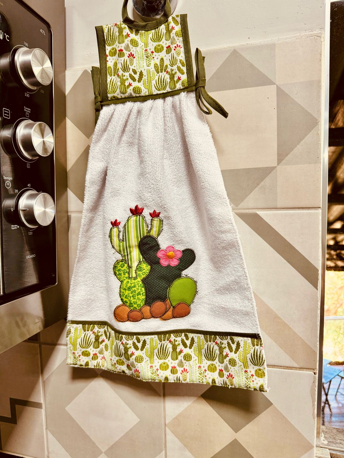 Bate Mão Atoalhado Cacto Verde