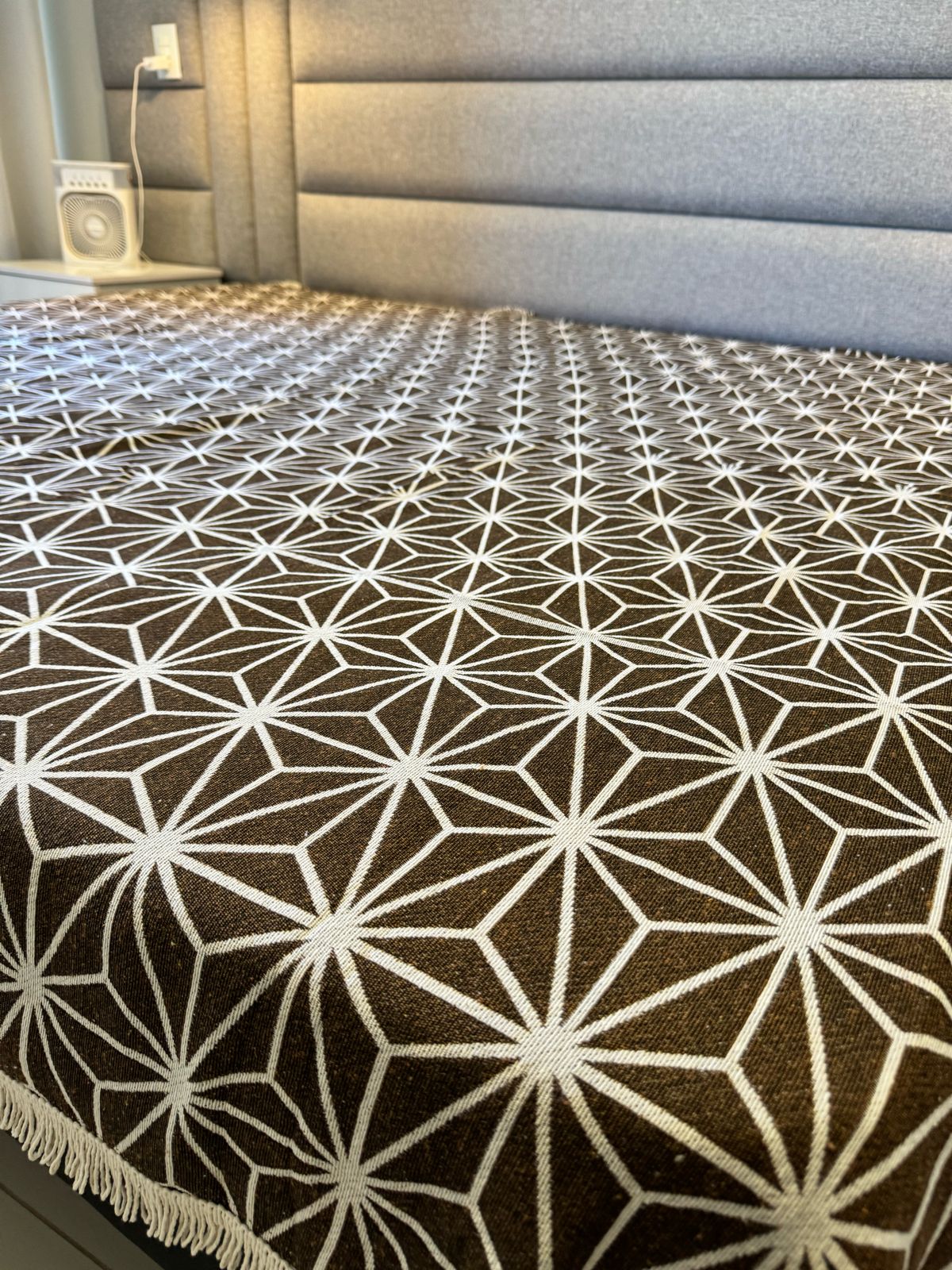 Colcha Casal Jacard Estrela Dupla Face 2,10x2,40m Marrom