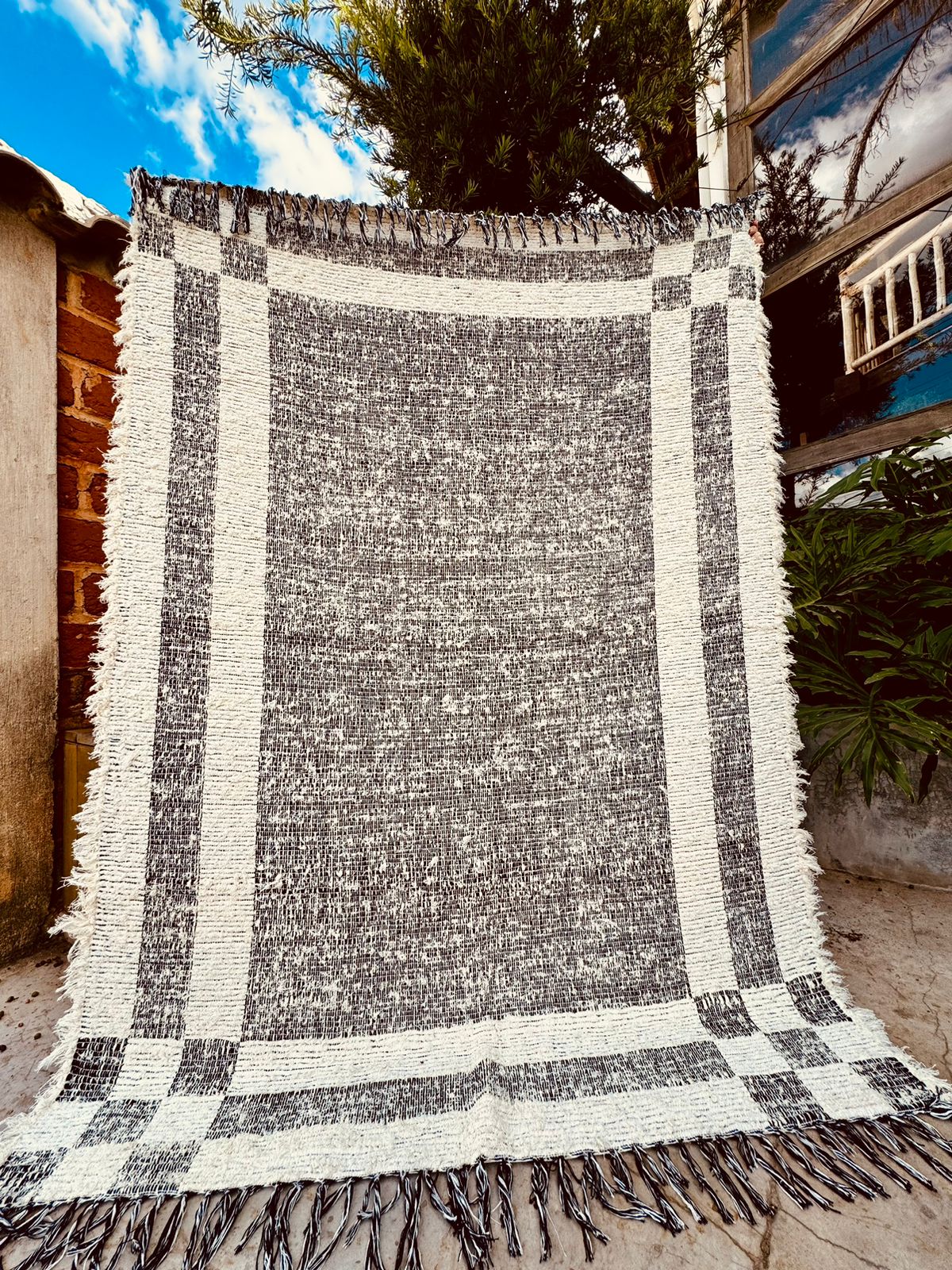 Tapete Algodão Felpudo Dupla Face Preto 2,00x2,50m