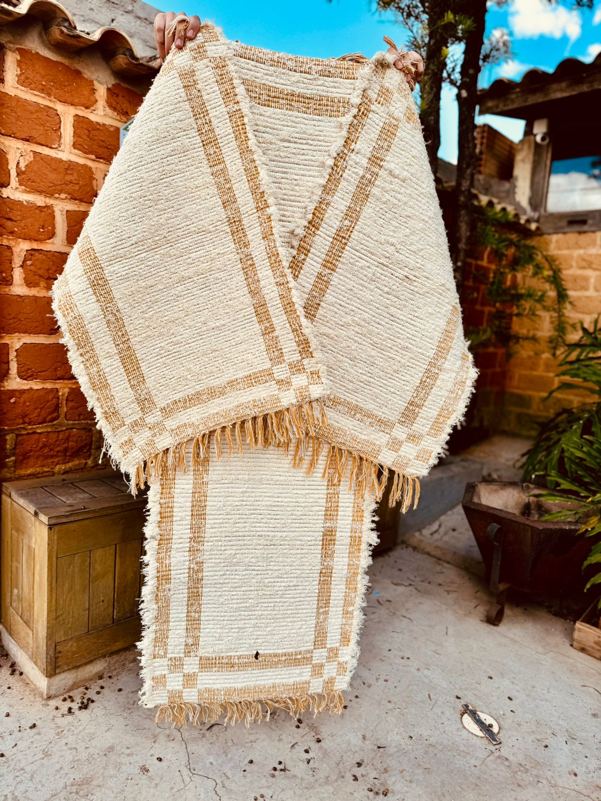 Jogo de Passadeira Felpudo Dupla Face Mostarda