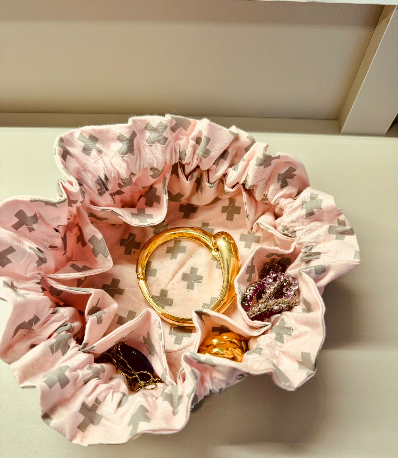 Porta Jóias Bijuteria Saquinho Para Viagem Rosa