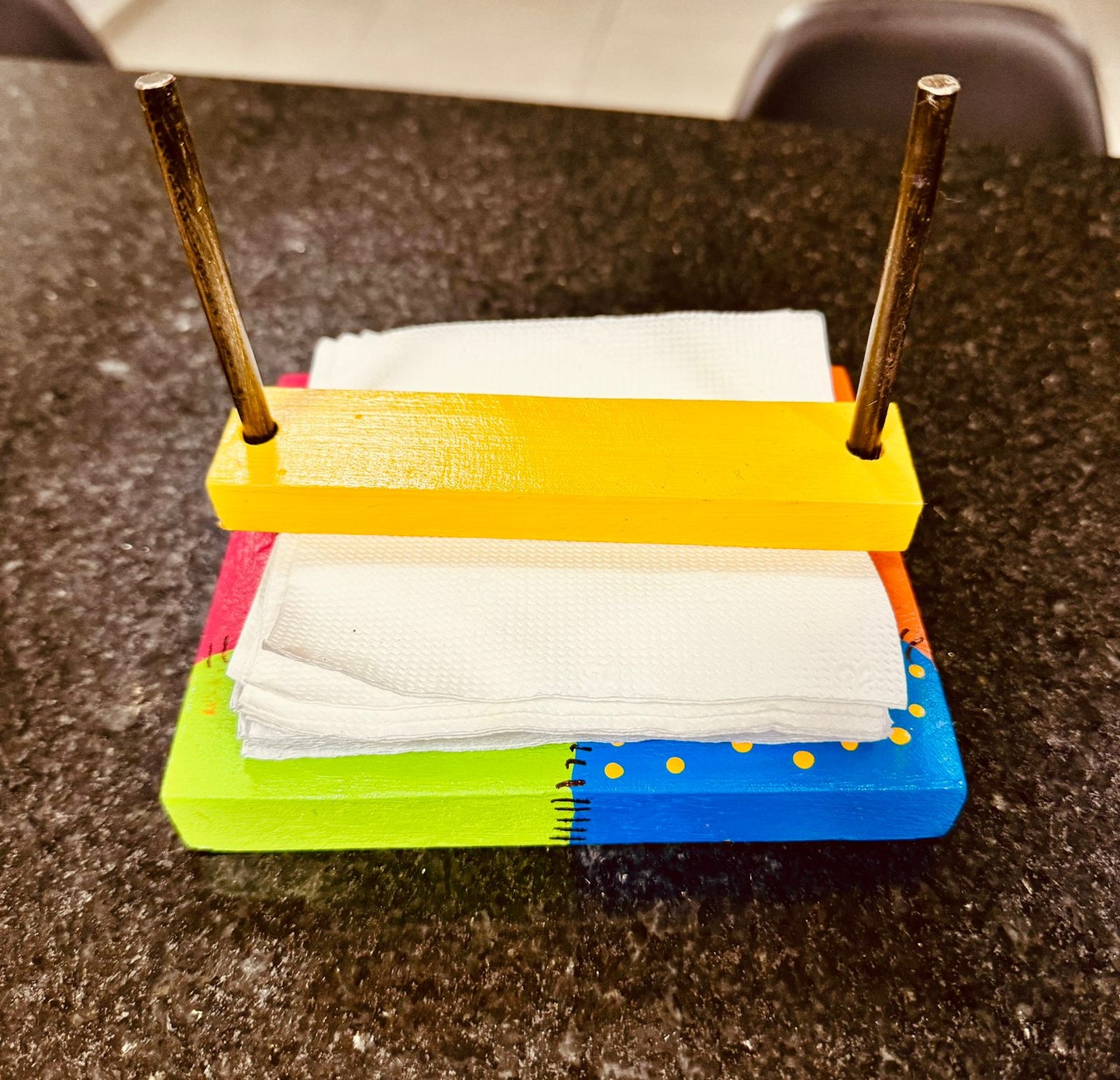 Porta Guardanapo de Madeira Colorido Patchwork