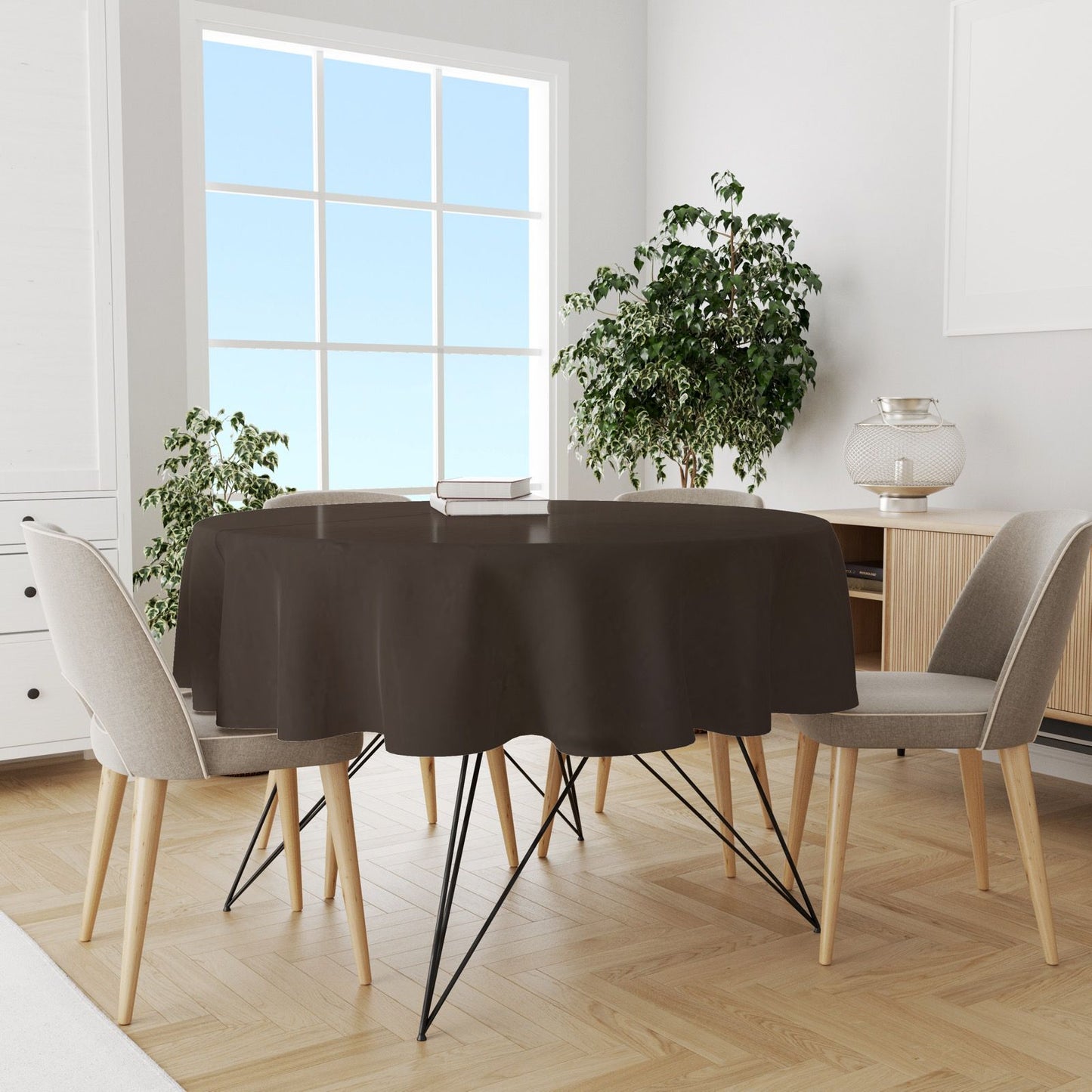 Toalha de Mesa Oxford Redonda 1,50m Marrom