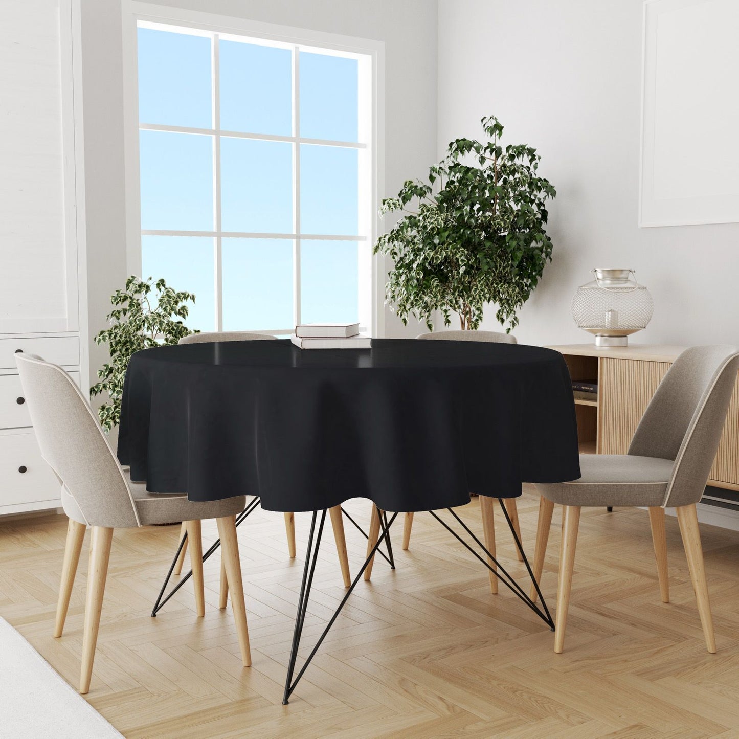 Toalha de Mesa Oxford Redonda 1,50m Preta