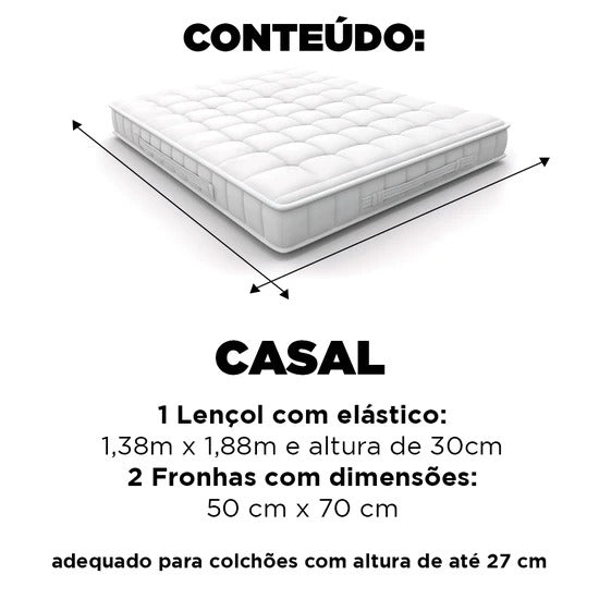 Jogo de Cama Jolitex Lençol Casal 3 Peças Bege Listrado