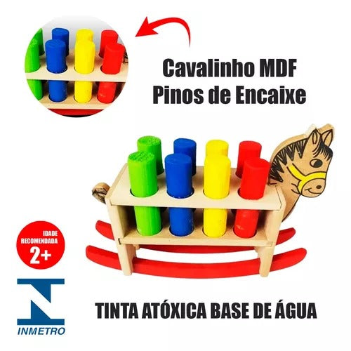 Brinquedo Cavalinho Balanço Com Pinos Encaixe Coloridos