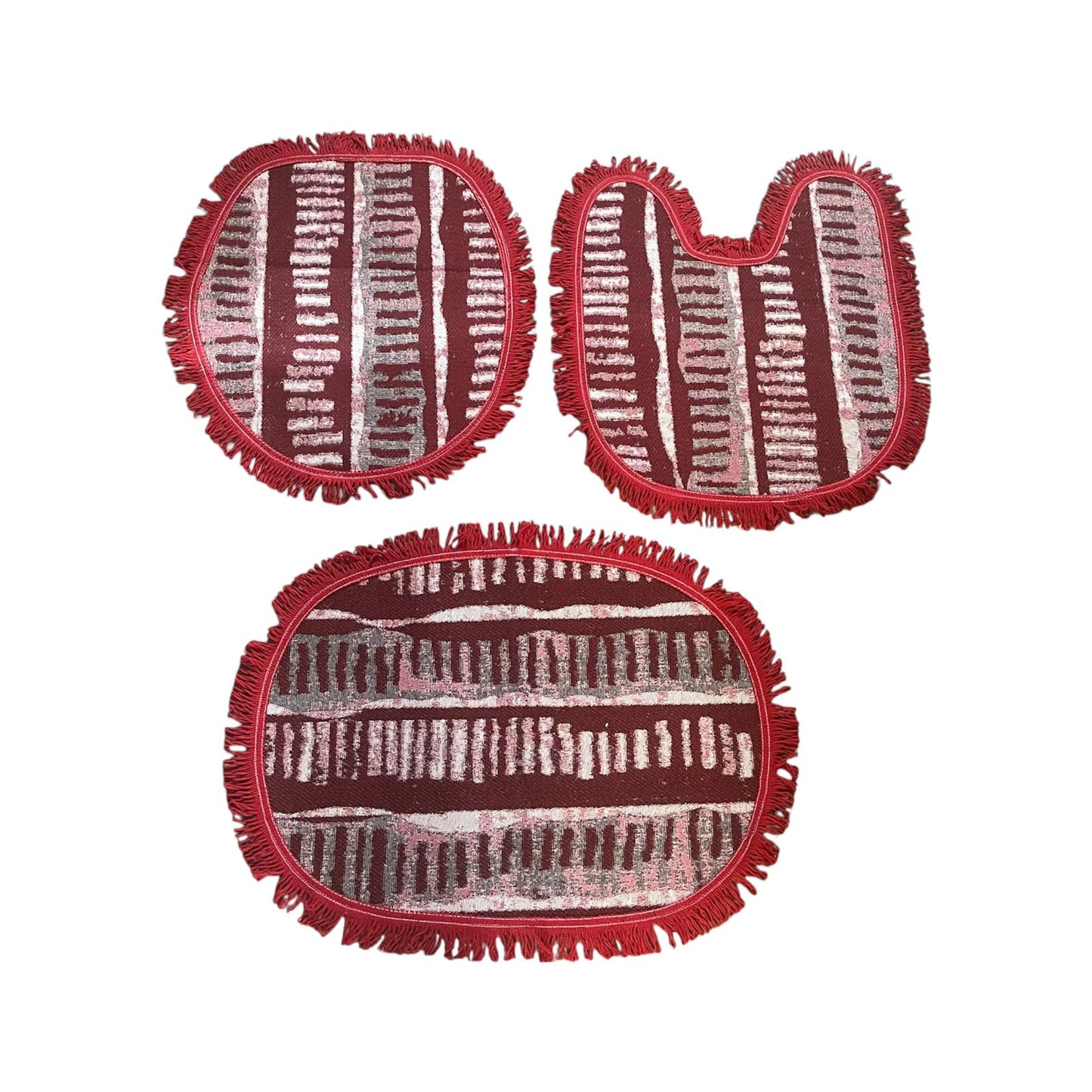 Jogo de Banheiro 3 Peças Emborrachado Vermelho