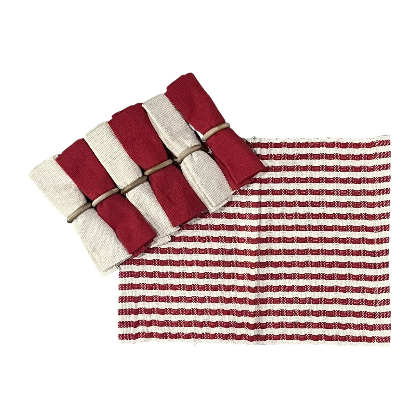 Kit De Jogo Americano, Guardanapo e Argola 6 lugares Vermelho