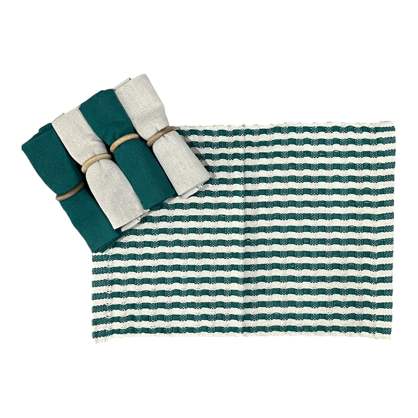 Kit De Jogo Americano, Guardanapo e Argola 4 lugares Verde