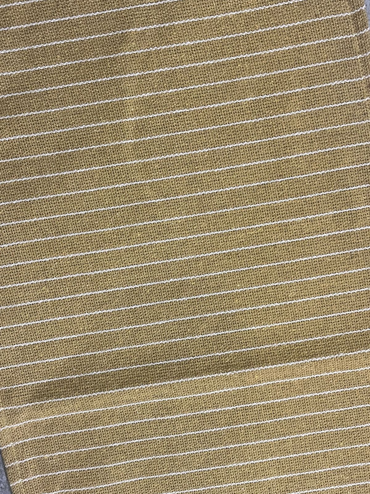 Caminho de Mesa Algodão Listrado Mostarda sem Franja 1,5m