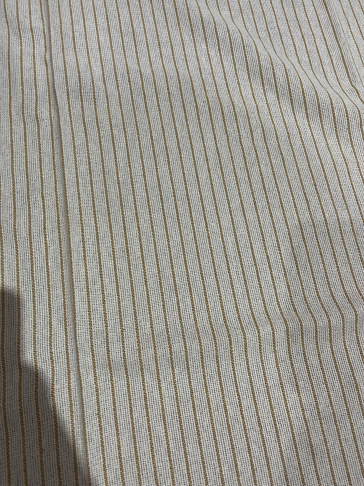 Toalha de Mesa Algodão Cru com Listra Mostarda 1,5mx1,5m