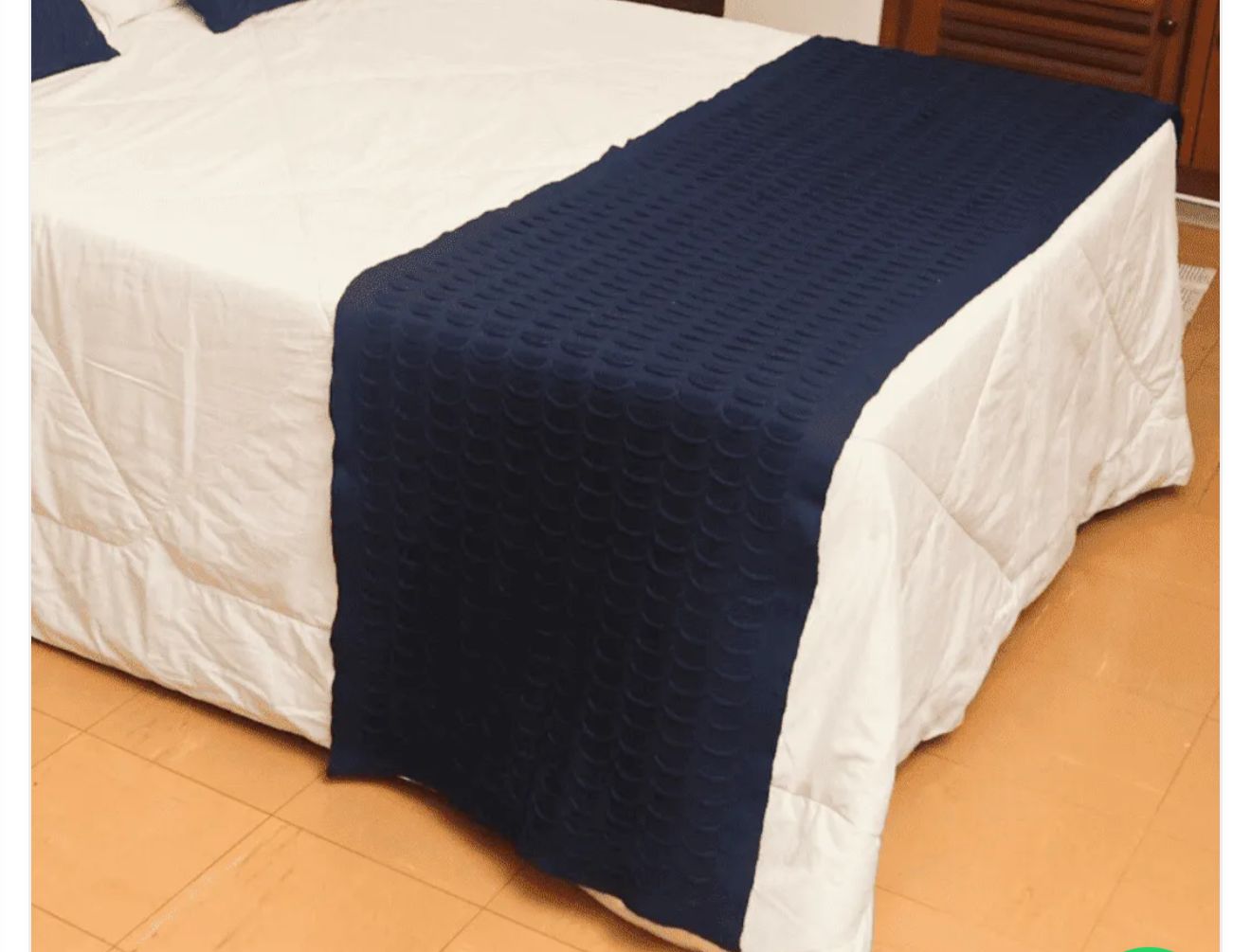 Peseira de Tricô Diamantina 0,60x2,30m Azul Marinho