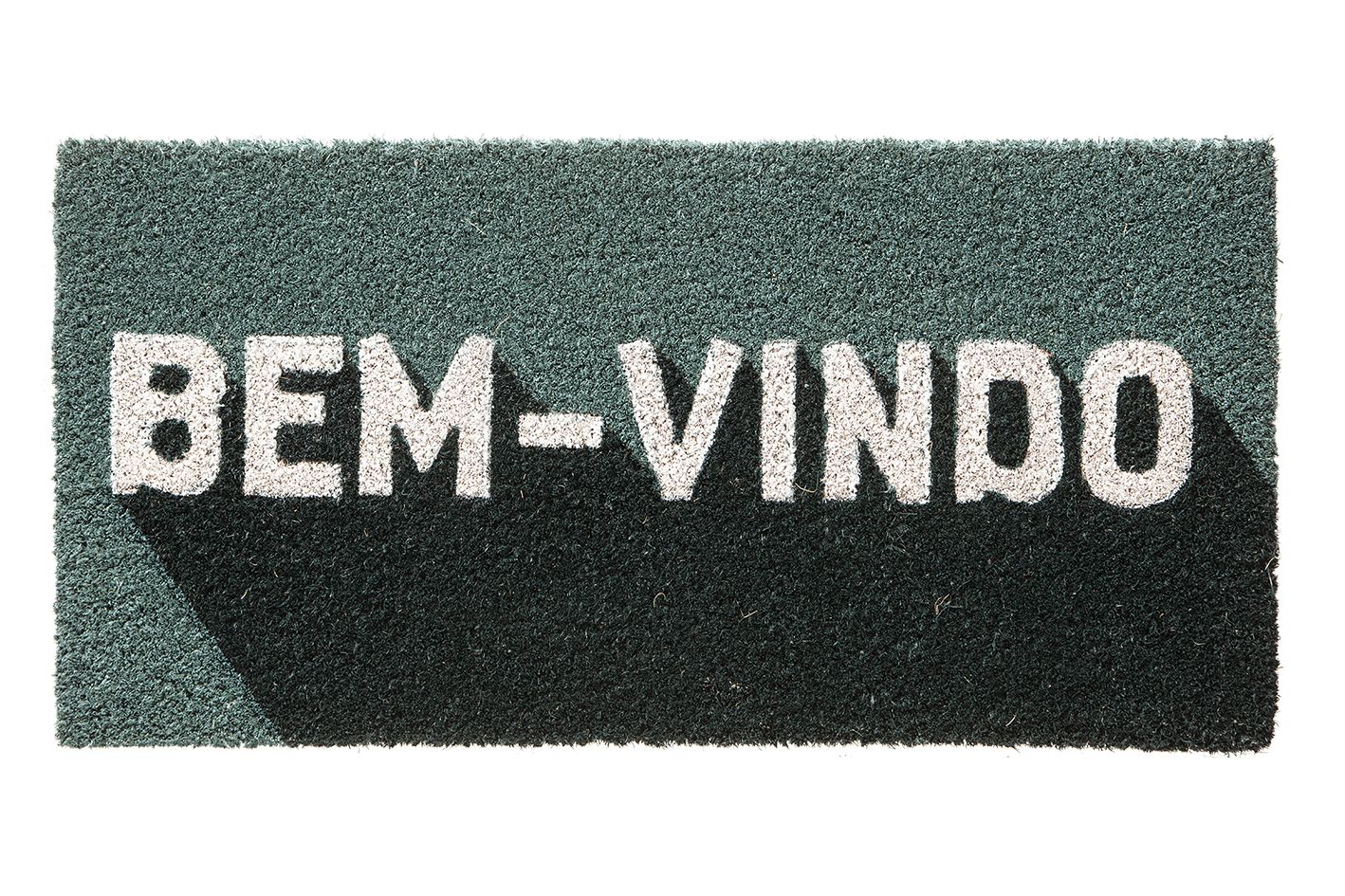 Tapete Bem Vindo Fibra de Coco Antiderrapante Bem Vindo Verde