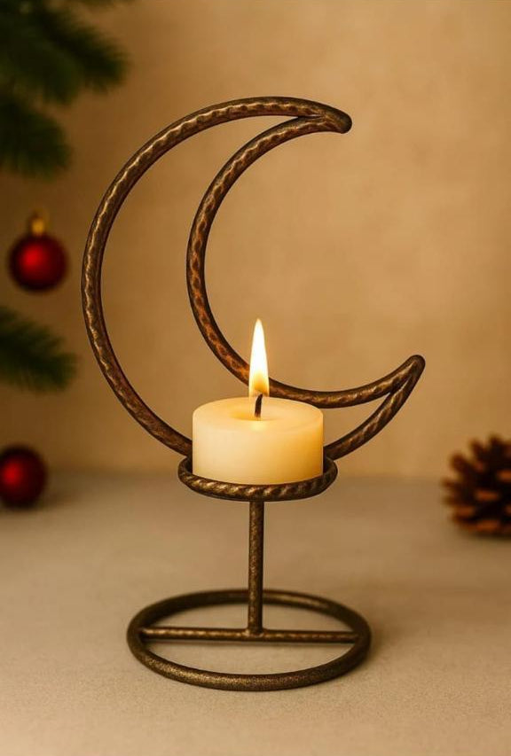 Porta Velas Lua em Ferro Natal
