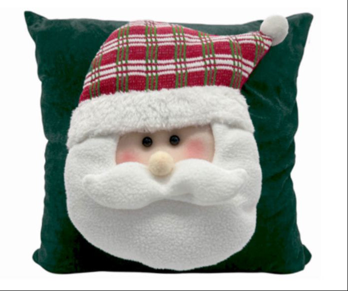 Capa de Almofada Natal Decorativa Veludo Papai Noel Verde